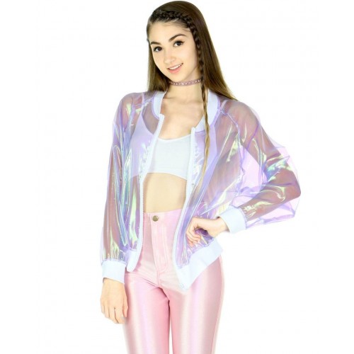 Jaqueta bomber transparente shop feminina